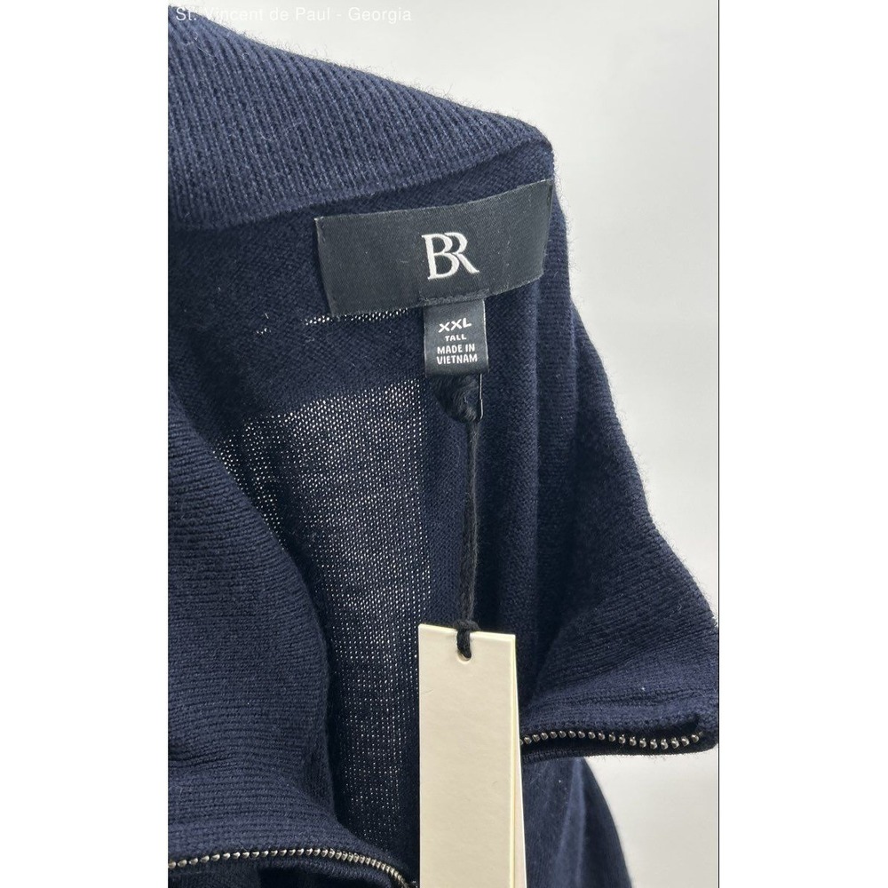 BR Merino Wool 1/4 Zip Pullover Sweater Men's XXl Tall Blue NWT - Picture 6 of 9